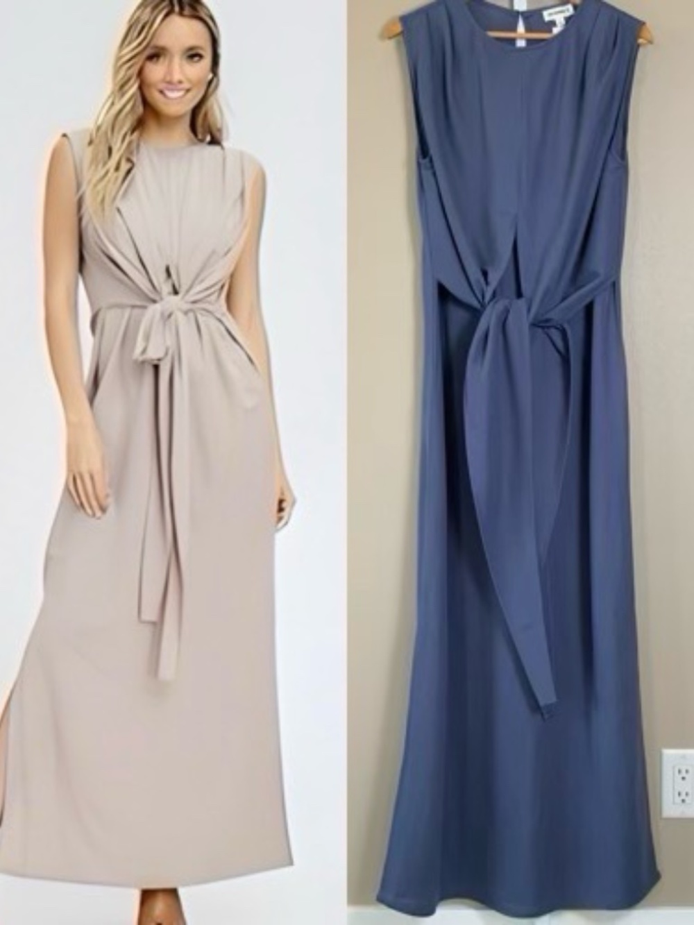 eesome Sleeveless Convertible Tie Front Maxi Dress